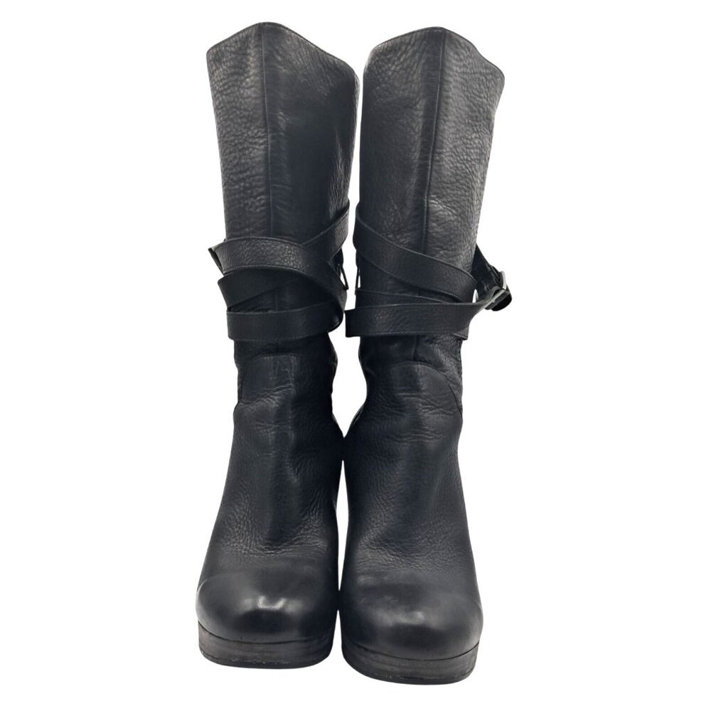 UGG Jardin Platform Boots Womens Size 10 Black Leather Buckle Straps Side Zip Mi - Picture 2 of 13